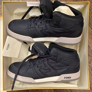 NEW Fendi Match Men’s High-Top Sneakers in Blue Grey Size 13, 7E1572